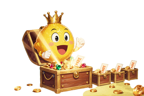 Lemon Casino Schatzkisten VIP Programm - Maskottchen &ouml;ffnet Schatztruhe mit Belohnungen